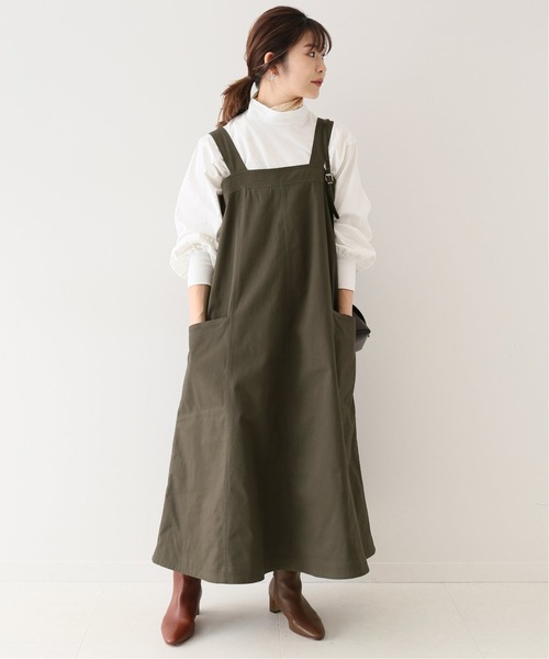 SLOBE IENA（スローブイエナ）の「コットンジャンバースカート【手洗い可能】◆（ジャンパースカート・レディース・ベージュ/カーキ・38/36）」の17枚目の写真