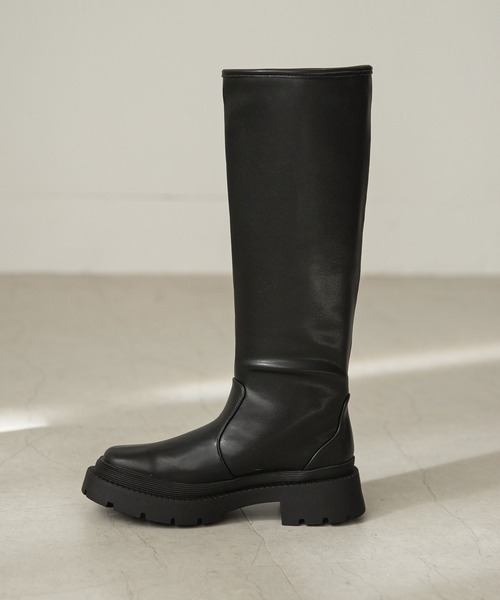 rectangle(レクタングル)の「トラックソールロングブーツ(ブーツ・レディース・ブラック・LL/S/M/L)」の7枚目の写真