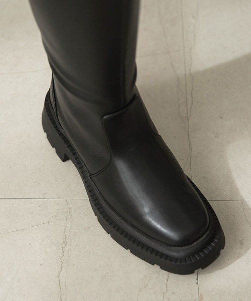 rectangle(レクタングル)の「トラックソールロングブーツ(ブーツ・レディース・ブラック・LL/S/M/L)」の5枚目の写真