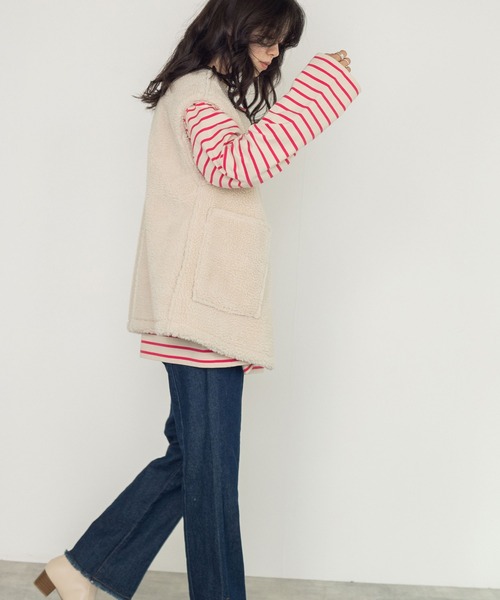 w closet（ダブルクローゼット）の「エコスエードムートンベスト（その他アウター・レディース・ライトベージュ/グレイッシュベージュ・FREE）」の19枚目の写真