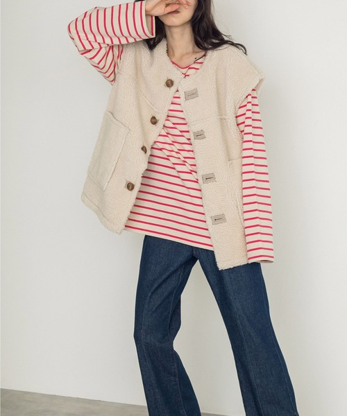 w closet（ダブルクローゼット）の「エコスエードムートンベスト（その他アウター・レディース・ライトベージュ/グレイッシュベージュ・FREE）」の14枚目の写真