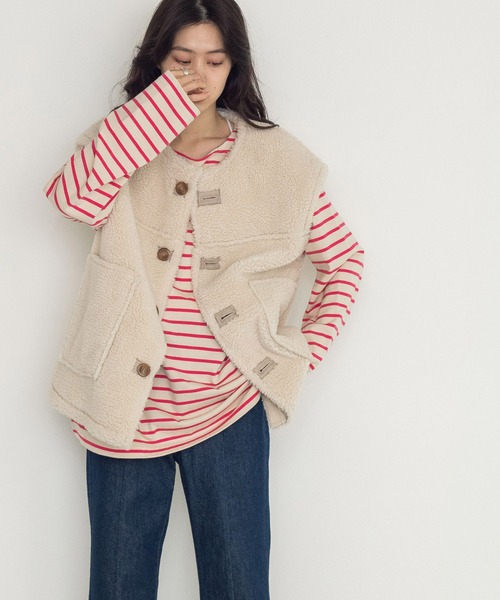 w closet（ダブルクローゼット）の「エコスエードムートンベスト（その他アウター・レディース・ライトベージュ/グレイッシュベージュ・FREE）」の13枚目の写真