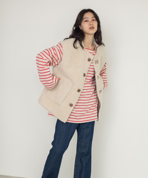 w closet（ダブルクローゼット）の「エコスエードムートンベスト（その他アウター・レディース・ライトベージュ/グレイッシュベージュ・FREE）」の12枚目の写真