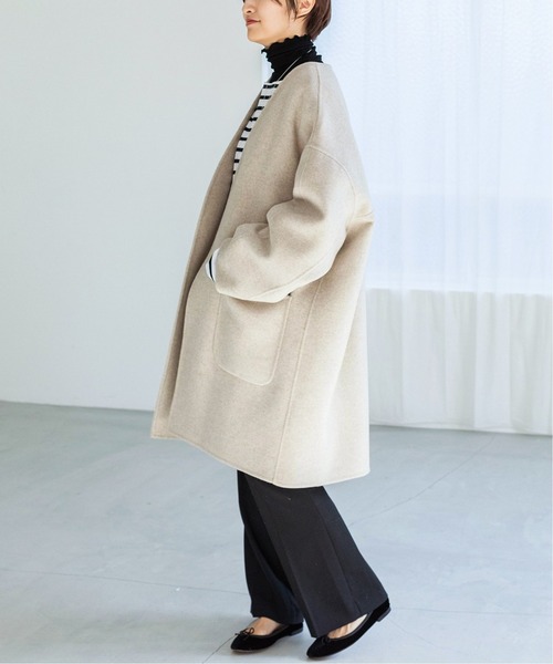 IENA（イエナ）の「MANTECO PUREダブルフェイス ハーフコート（その他アウター・レディース・チャコールグレー/ベージュ・38/36）」の2枚目の写真