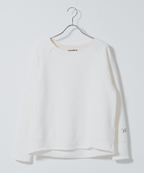 quadro（クオドロ）の「コーデュラヘビー裏毛ラグランプルオーバー（Tシャツ/カットソー・レディース・グレイッシュベージュ/カーキ/オートミール/ダークブラウン/ホワイト/ブルーグリーン/ダークネイビー・FREE）」の2枚目の写真