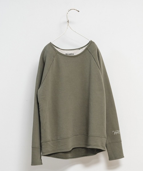 quadro（クオドロ）の「コーデュラヘビー裏毛ラグランプルオーバー（Tシャツ/カットソー・レディース・グレイッシュベージュ/カーキ/オートミール/ダークブラウン/ホワイト/ブルーグリーン/ダークネイビー・FREE）」の6枚目の写真