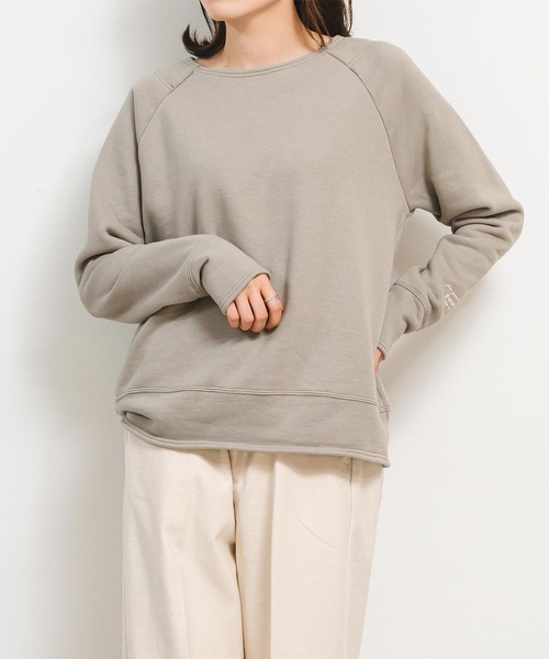 quadro（クオドロ）の「コーデュラヘビー裏毛ラグランプルオーバー（Tシャツ/カットソー・レディース・グレイッシュベージュ/カーキ/オートミール/ダークブラウン/ホワイト/ブルーグリーン/ダークネイビー・FREE）」の14枚目の写真