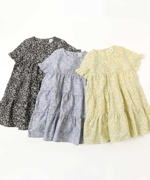 devirock(デビロック)の「花柄ティアード半袖ワンピース(ワンピース・キッズ・ブラック/イエロー/グレイッシュブルー・110cm/100cm/120cm/130cm/140cm/150cm/160cm)」の12枚目の写真