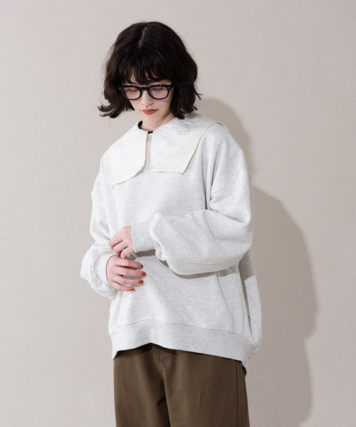 idem(イデム)の「idem over pullover/裏起毛オーバースウェット(スウェット・レディース・パープル/グレー・FREE)」の17枚目の写真