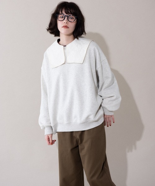 idem(イデム)の「idem over pullover/裏起毛オーバースウェット(スウェット・レディース・パープル/グレー・FREE)」の22枚目の写真