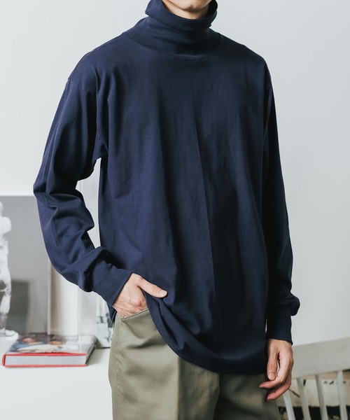 ROOPTOKYO(ループトウキョウ)の「LIFEWEAR/ライフウェア TURTLE LS TEE SHIRTS 5.5oz BASIC ハイネックカットソー(Tシャツ/カットソー・メンズ・ホワイト/ブラック/アッシュグレー/ネイビー・M/L/XL)」の4枚目の写真