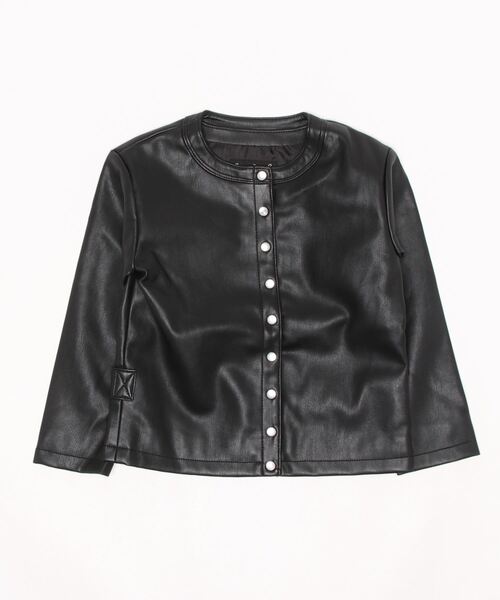 agnes b.(アニエスベー)の「UR71 E CARDIGAN キッズ ノーカラージャケット(ノーカラージャケット・キッズ・ブラック・4YEAR/6YEAR/8YEAR)」の1枚目の写真