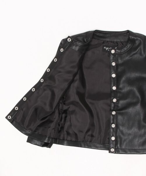 agnes b.(アニエスベー)の「UR71 E CARDIGAN キッズ ノーカラージャケット(ノーカラージャケット・キッズ・ブラック・4YEAR/6YEAR/8YEAR)」の2枚目の写真