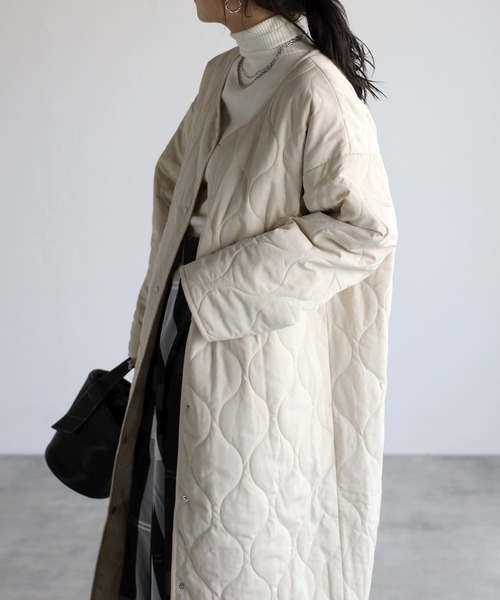 sakishimatokyo（サキシマトーキョー）の「ノーカラーキルティングーコート（ノーカラーコート・レディース・アイボリー/カーキ/ブラック・FREE）」の17枚目の写真