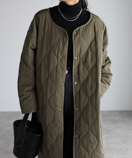 sakishimatokyo（サキシマトーキョー）の「ノーカラーキルティングーコート（ノーカラーコート・レディース・アイボリー/カーキ/ブラック・FREE）」の10枚目の写真