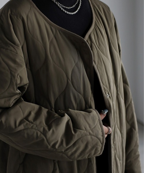 sakishimatokyo（サキシマトーキョー）の「ノーカラーキルティングーコート（ノーカラーコート・レディース・アイボリー/カーキ/ブラック・FREE）」の8枚目の写真