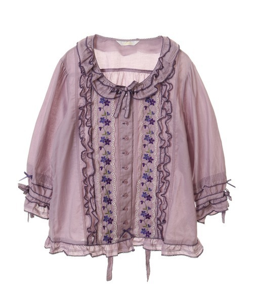 バイオレットレース使いブラウス