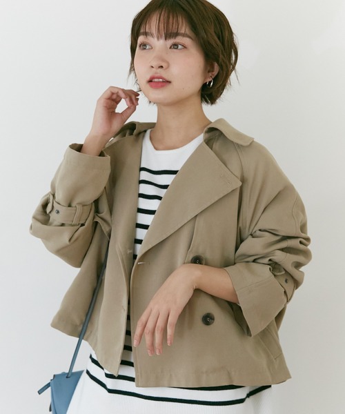 INCEDE（インシード）の「ツイルピーチ ショートトレンチコート（その他アウター・レディース・ベージュ/オフホワイト・LL/3L/M/L）」の19枚目の写真