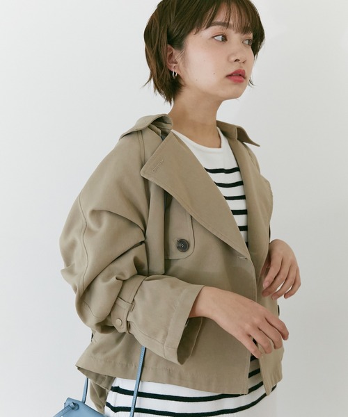INCEDE（インシード）の「ツイルピーチ ショートトレンチコート（その他アウター・レディース・ベージュ/オフホワイト・LL/3L/M/L）」の21枚目の写真