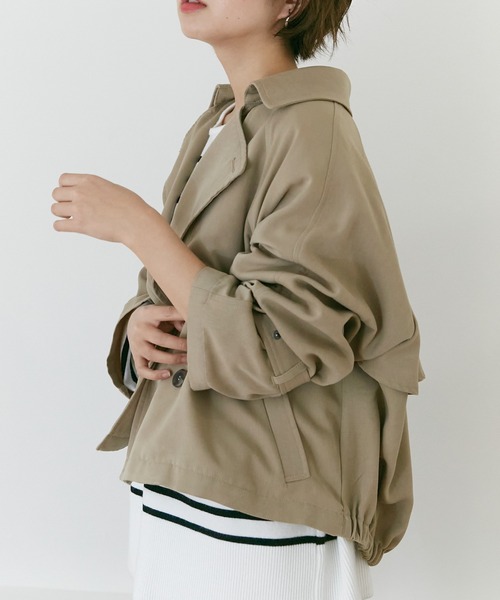 INCEDE（インシード）の「ツイルピーチ ショートトレンチコート（その他アウター・レディース・ベージュ/オフホワイト・LL/3L/M/L）」の22枚目の写真