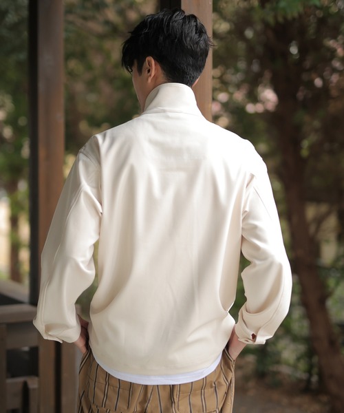 UNION STATION（ユニオンステーション）の「【セットアップ対応】ストレッチツイルスタンドカラーブルゾン（ブルゾン・メンズ・オフホワイト/グレイッシュベージュ・L/S/M）」の11枚目の写真