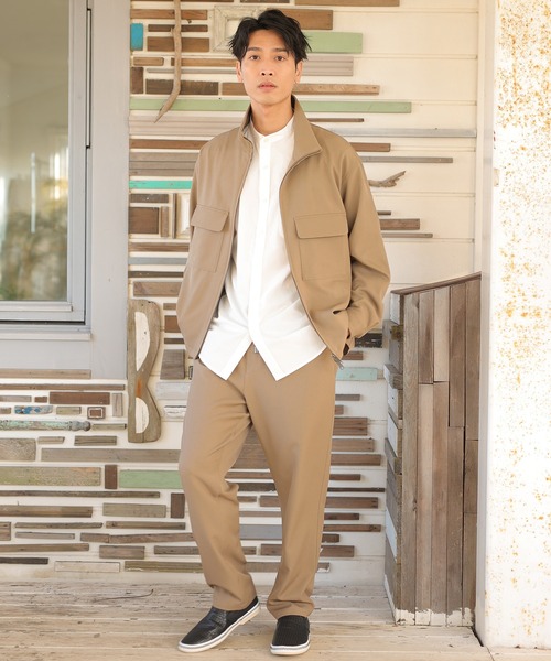 UNION STATION（ユニオンステーション）の「【セットアップ対応】ストレッチツイルスタンドカラーブルゾン（ブルゾン・メンズ・オフホワイト/グレイッシュベージュ・L/S/M）」の7枚目の写真