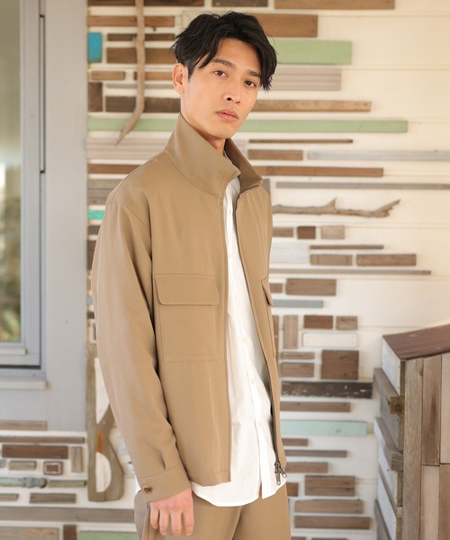 UNION STATION（ユニオンステーション）の「【セットアップ対応】ストレッチツイルスタンドカラーブルゾン（ブルゾン・メンズ・オフホワイト/グレイッシュベージュ・L/S/M）」の14枚目の写真