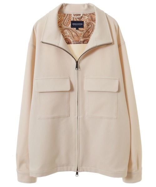 UNION STATION（ユニオンステーション）の「【セットアップ対応】ストレッチツイルスタンドカラーブルゾン（ブルゾン・メンズ・オフホワイト/グレイッシュベージュ・L/S/M）」の12枚目の写真
