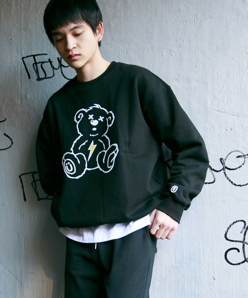 ISTKUNST（イストクンスト）の「【UNISEX】ISTKUNST／サンダーBEARプルオーバー(裏起毛)  2257969（スウェット・レディース・ホワイト/ライトグレー/ブラック/イエロー/セージグリーン・SMALL/MEDIUM/LARGE）」の3枚目の写真