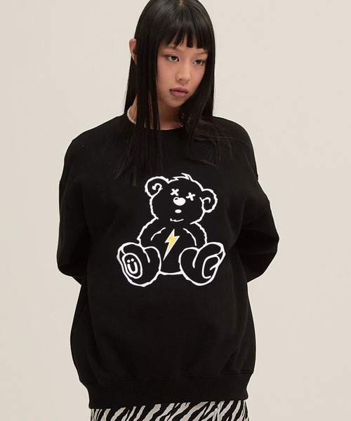 ISTKUNST（イストクンスト）の「【UNISEX】ISTKUNST／サンダーBEARプルオーバー(裏起毛)  2257969（スウェット・レディース・ホワイト/ライトグレー/ブラック/イエロー/セージグリーン・SMALL/MEDIUM/LARGE）」の6枚目の写真