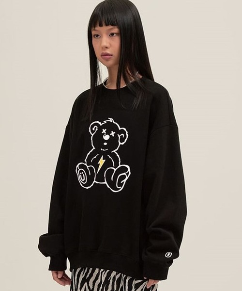 ISTKUNST（イストクンスト）の「【UNISEX】ISTKUNST／サンダーBEARプルオーバー(裏起毛)  2257969（スウェット・レディース・ホワイト/ライトグレー/ブラック/イエロー/セージグリーン・SMALL/MEDIUM/LARGE）」の7枚目の写真