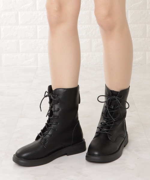 【極美品】インコルジェ レースアップブーツ ブラック バックファスナー 24.5 Lace Ladies（レースレディース）の「バックファスナー付き