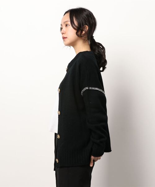 ehka sopo（エヘカソポ）の「前後着ハンドステッチカーディガン（カーディガン/ボレロ・レディース・ブラック/グレー/オフホワイト・ﾌﾘ-）」の4枚目の写真