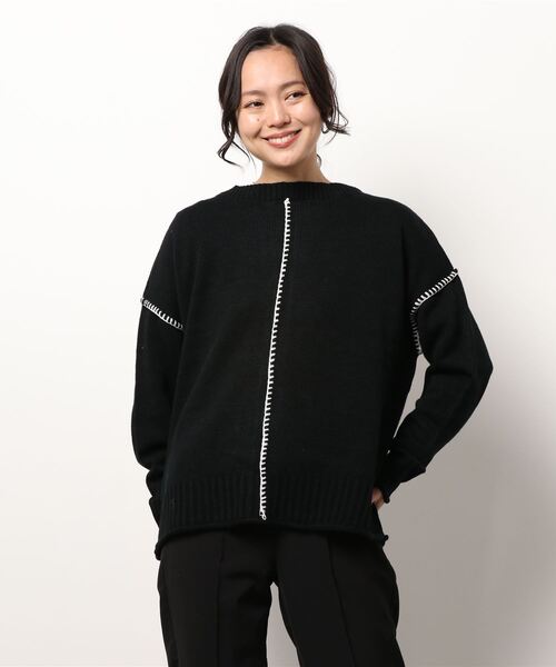 ehka sopo（エヘカソポ）の「前後着ハンドステッチカーディガン（カーディガン/ボレロ・レディース・ブラック/グレー/オフホワイト・ﾌﾘ-）」の6枚目の写真