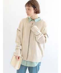 前後着ハンドステッチカーディガン