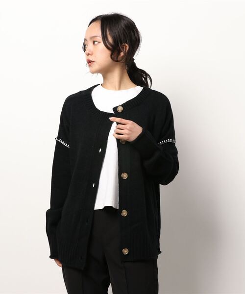 ehka sopo（エヘカソポ）の「前後着ハンドステッチカーディガン（カーディガン/ボレロ・レディース・ブラック/グレー/オフホワイト・ﾌﾘ-）」の7枚目の写真
