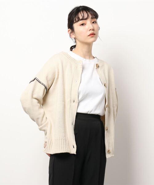 ehka sopo（エヘカソポ）の「前後着ハンドステッチカーディガン（カーディガン/ボレロ・レディース・ブラック/グレー/オフホワイト・ﾌﾘ-）」の9枚目の写真
