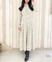 MIIA | ウエストシャーリングフラワーワンピース(ワンピース)