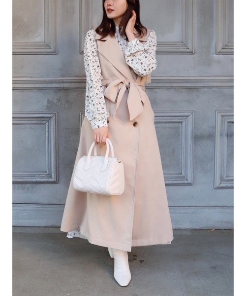 MIIA（ミーア）の「ウエストシャーリングフラワーワンピース（ワンピース・レディース・ブラック/オフホワイト/グリーン・FREE）」の8枚目の写真