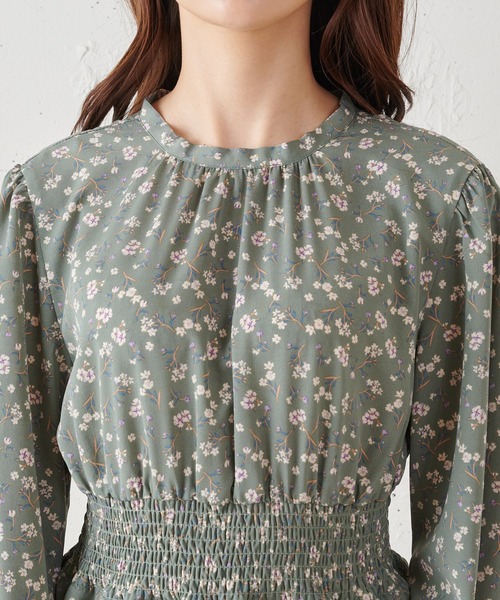 MIIA（ミーア）の「ウエストシャーリングフラワーワンピース（ワンピース・レディース・ブラック/オフホワイト/グリーン・FREE）」の14枚目の写真