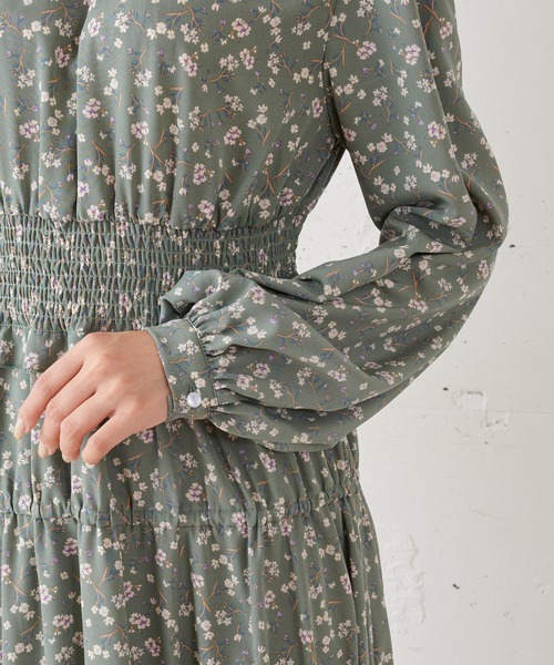 MIIA（ミーア）の「ウエストシャーリングフラワーワンピース（ワンピース・レディース・ブラック/オフホワイト/グリーン・FREE）」の15枚目の写真