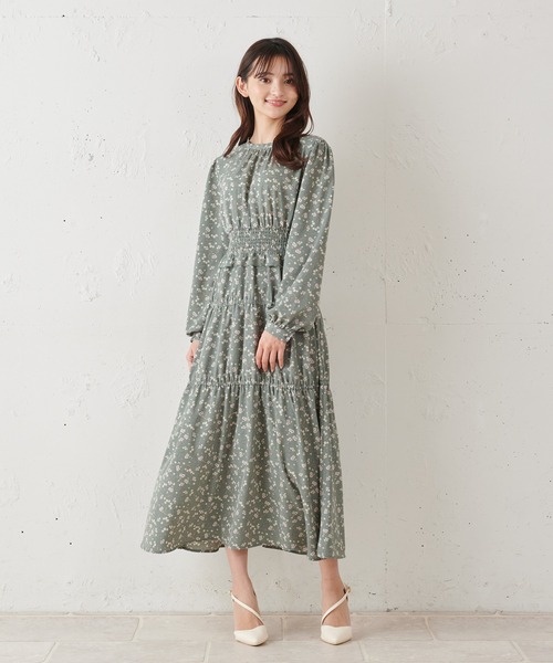 MIIA（ミーア）の「ウエストシャーリングフラワーワンピース（ワンピース・レディース・ブラック/オフホワイト/グリーン・FREE）」の13枚目の写真