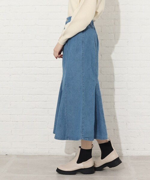 Cutie Blonde（キューティーブロンド）の「◆【S-L】カラーマーメイドスカート（デニムスカート・レディース・サックスブルー/グリーン/アイボリー・01/02/03）」の5枚目の写真