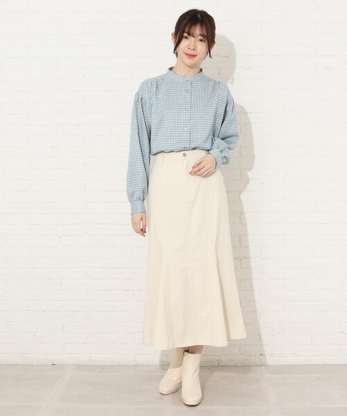 Cutie Blonde（キューティーブロンド）の「◆【S-L】カラーマーメイドスカート（デニムスカート・レディース・サックスブルー/グリーン/アイボリー・01/02/03）」の12枚目の写真