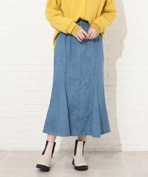 Cutie Blonde（キューティーブロンド）の「◆【S-L】カラーマーメイドスカート（デニムスカート・レディース・サックスブルー/グリーン/アイボリー・01/02/03）」の20枚目の写真