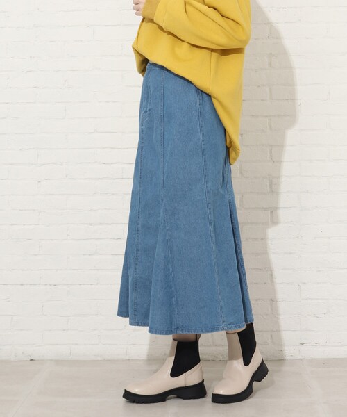 Cutie Blonde（キューティーブロンド）の「◆【S-L】カラーマーメイドスカート（デニムスカート・レディース・サックスブルー/グリーン/アイボリー・01/02/03）」の21枚目の写真