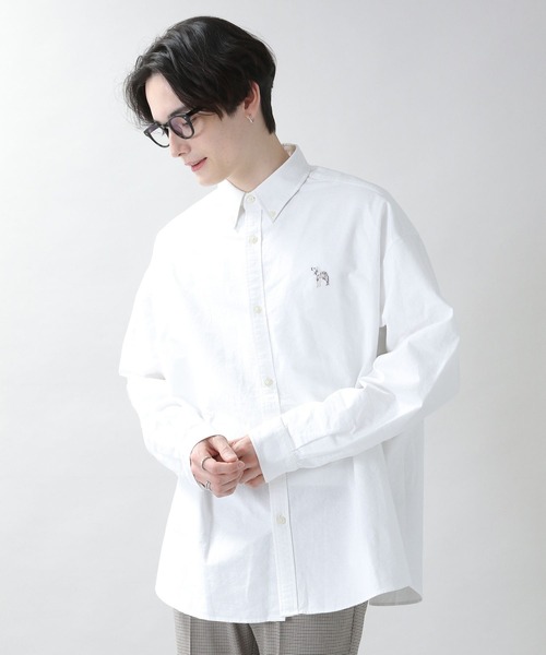 RAGEBLUE（レイジブルー）の「ワンポイント刺繍/オックスビッグシャツ/263812（シャツ/ブラウス・メンズ・ホワイト/ブルー・MEDIUM/LARGE）」の3枚目の写真