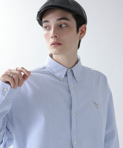 RAGEBLUE（レイジブルー）の「ワンポイント刺繍/オックスビッグシャツ/263812（シャツ/ブラウス・メンズ・ホワイト/ブルー・MEDIUM/LARGE）」の5枚目の写真