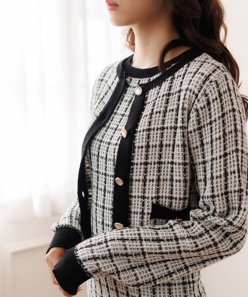 LIPSERVICE（リップサービス）の「springツイードニットショートカーディガン（カーディガン/ボレロ・レディース・ホワイト/ライトブルー/イエロー・FREE）」の4枚目の写真