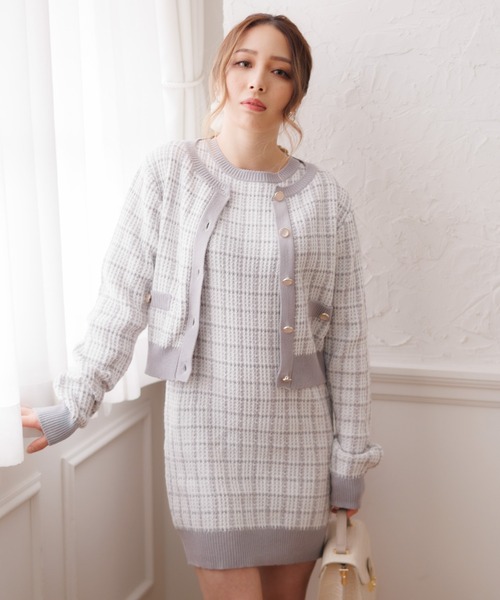 LIPSERVICE（リップサービス）の「springツイードニットショートカーディガン（カーディガン/ボレロ・レディース・ホワイト/ライトブルー/イエロー・FREE）」の5枚目の写真